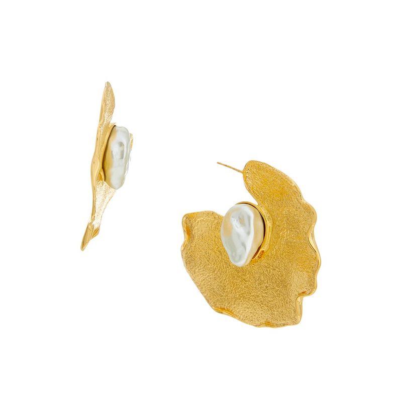 Oscar De La Renta Pearl Lilypad Hoop Earrings 180$